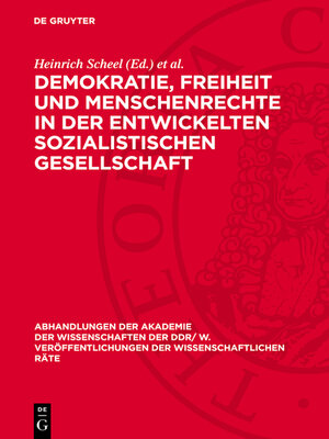 cover image of Demokratie, Freiheit und Menschenrechte in der entwickelten sozialistischen Gesellschaft